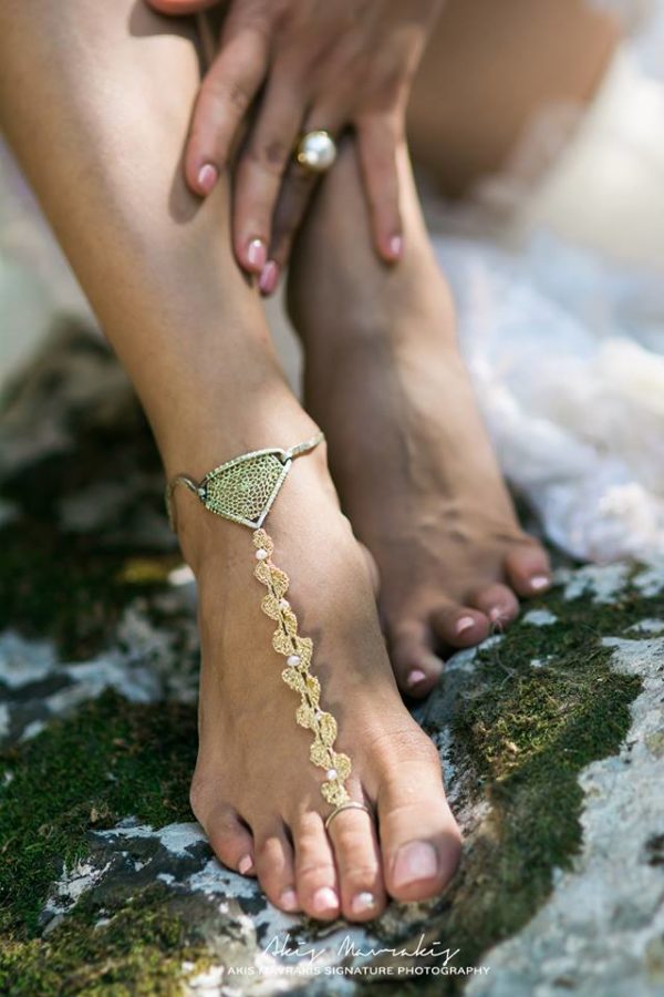 Bridal crochet Barefoot Sandal on Silver 925