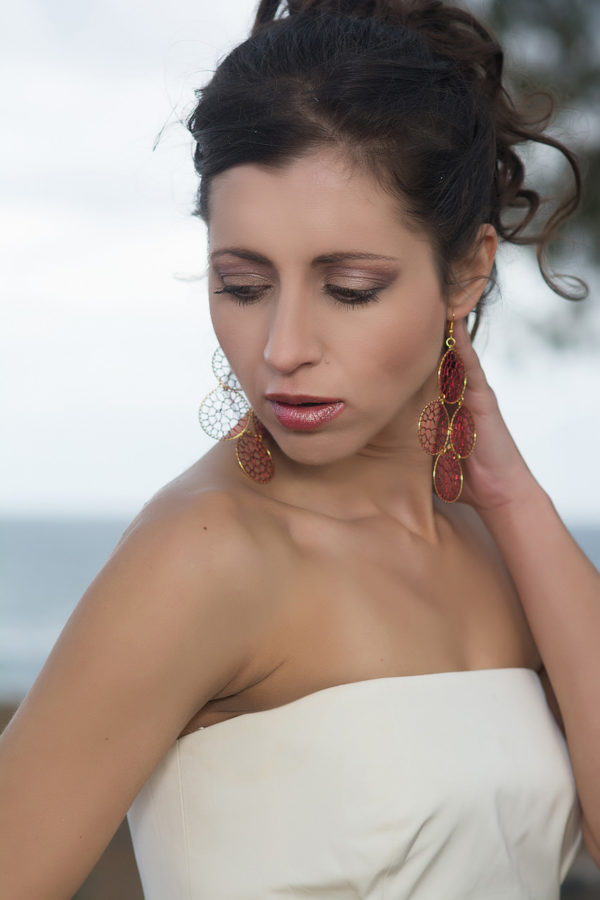 BYZANTINES Earrings Red Crochet on Silver 925