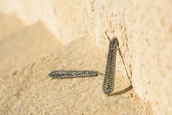 DORIC SWORD Earrings Long earrings in silver 925, dangling drop earrings, lightweight crochet earrings