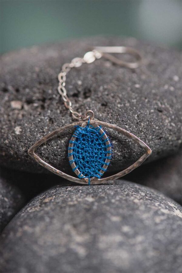 EVIL EYE Earring Statement earring, Long earring chain, custom ear jewelry, crochet vintage dangle drop earring