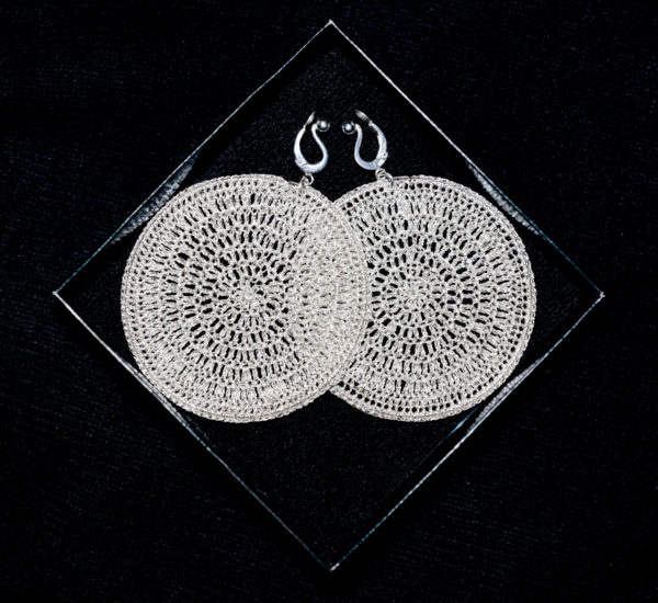 FULL MOON Earrings dangle hoop earrings huggie hoops for women silver 925 crochet lightweight moon phase jewelry