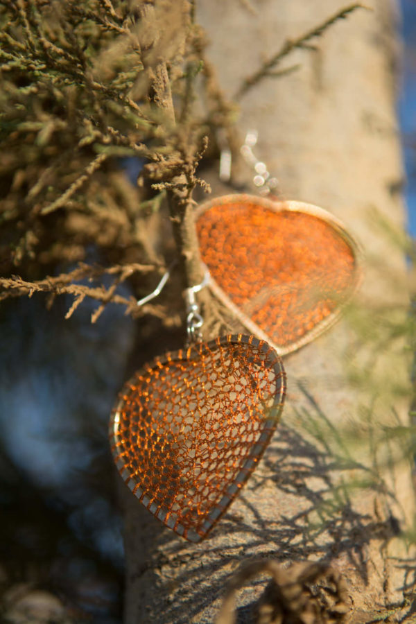 HEART crochet Earrings Crochet on Silver 925 (3)